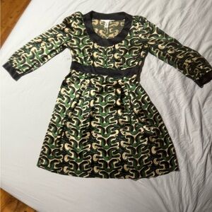 Diane Von Furstenberg Green and Black Patterned Kids Dress